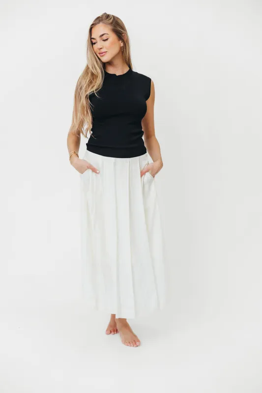 The Cairo Midi Dress in Black/Cream *Final-Sale* sold by Worth Collective