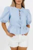 Mabel Knot Detail Peplum Top in Blue *Final-Sale* sold by Worth Collective