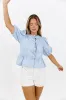 Mabel Knot Detail Peplum Top in Blue *Final-Sale* sold by Worth Collective