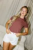 Phoenix Ribbed Knit Tee in Espresso sold by Worth Collective