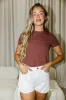 Phoenix Ribbed Knit Tee in Espresso sold by Worth Collective