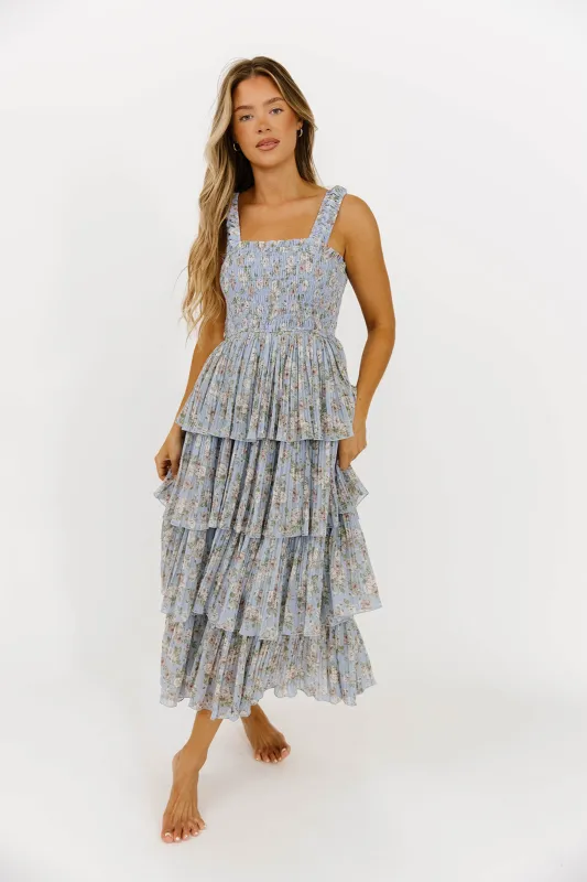 Esmeralda Maxi Dress in Blue/Cream sold by Worth Collective