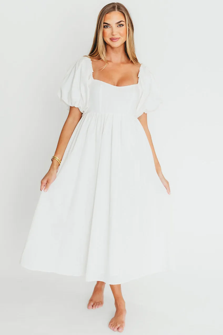 Hamilton Midi Dress in Off-White - Bump Friendly and Inclusive Sizing (S-2XL) sold by Worth Collective
