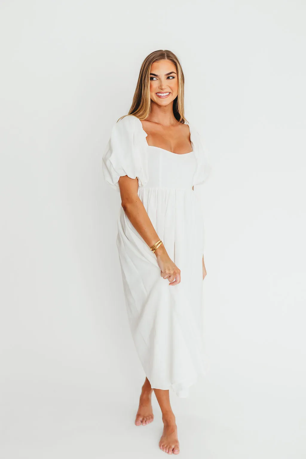Hamilton Midi Dress in Off-White - Bump Friendly and Inclusive Sizing (S-2XL) sold by Worth Collective product image thumbnail 3