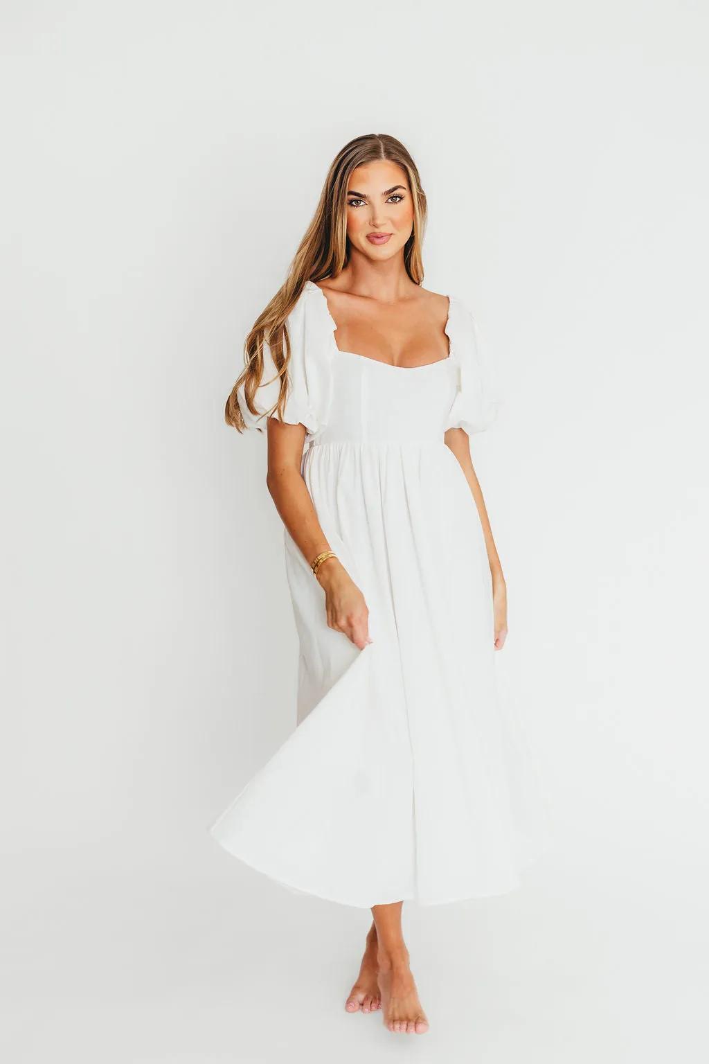 Hamilton Midi Dress in Off-White - Bump Friendly and Inclusive Sizing (S-2XL) sold by Worth Collective product image thumbnail 5