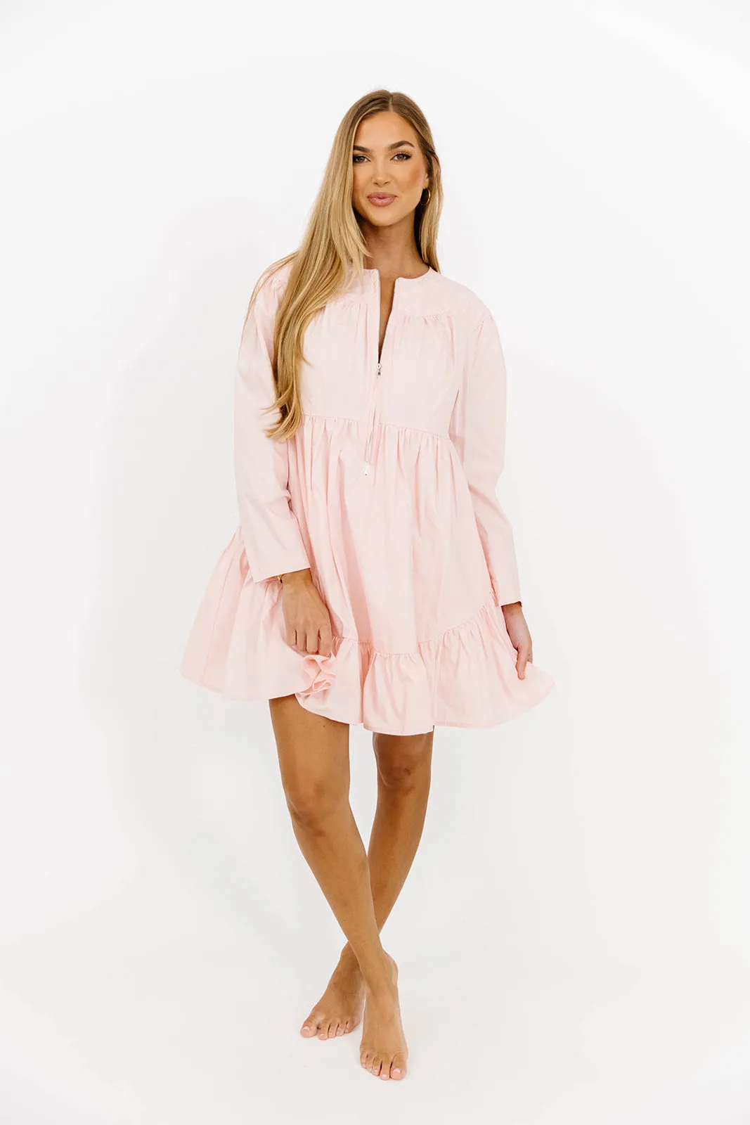 Ines Poplin Mini Dress with Zipper in Pink *Final-Sale* sold by Worth Collective product image thumbnail 3