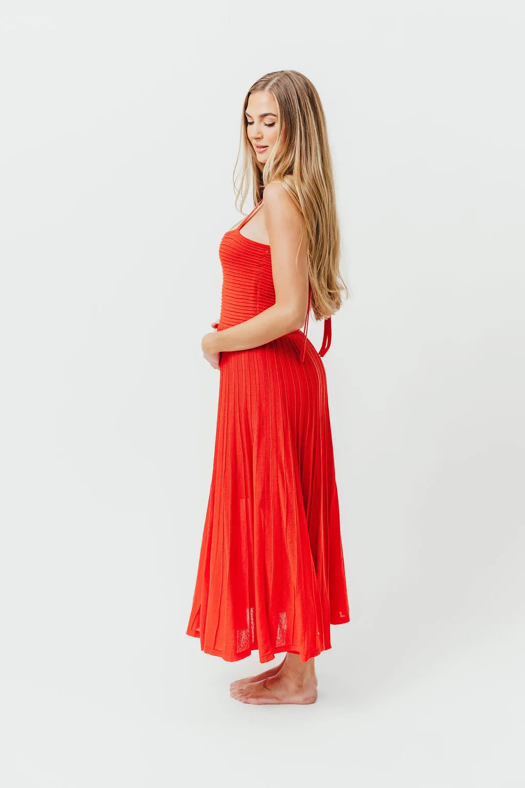 Holly Mixed Media Midi Dress in Poppy *Final-Sale* sold by Worth Collective product image thumbnail 3