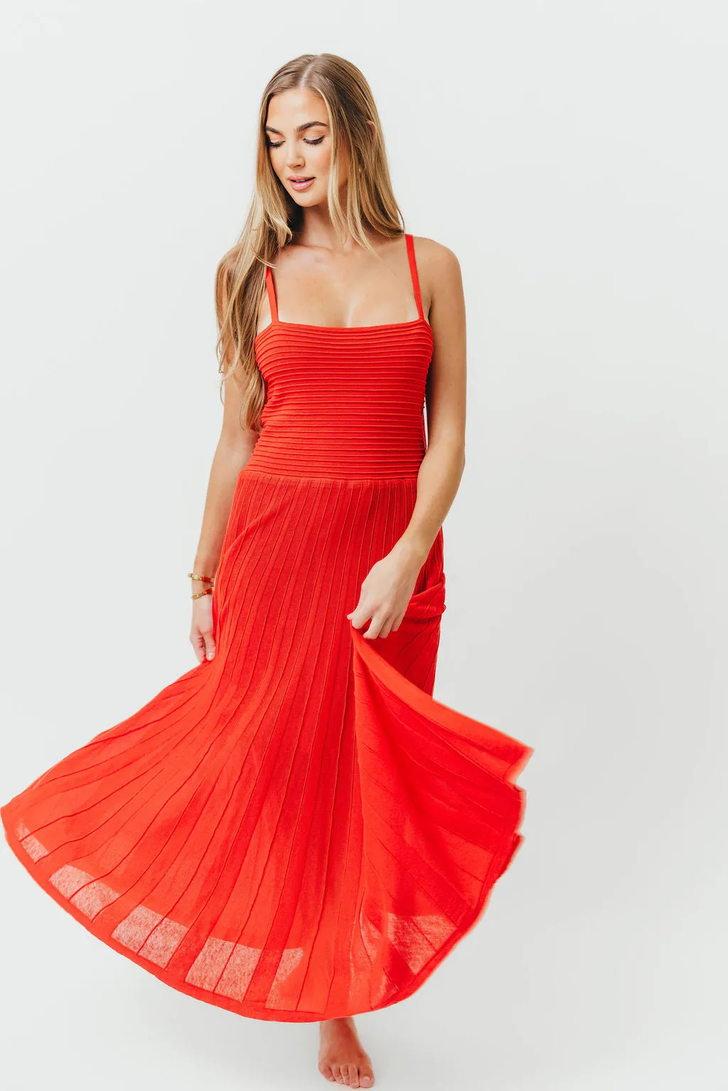 Holly Mixed Media Midi Dress in Poppy *Final-Sale* sold by Worth Collective product image thumbnail 5