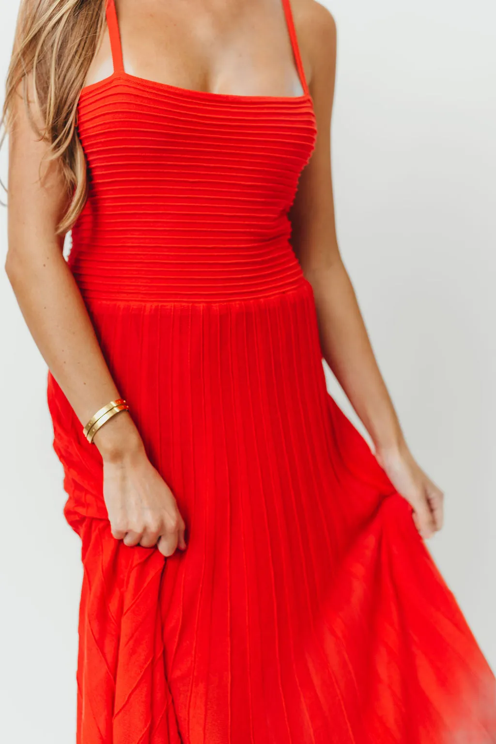 Holly Mixed Media Midi Dress in Poppy *Final-Sale* sold by Worth Collective product image thumbnail 4