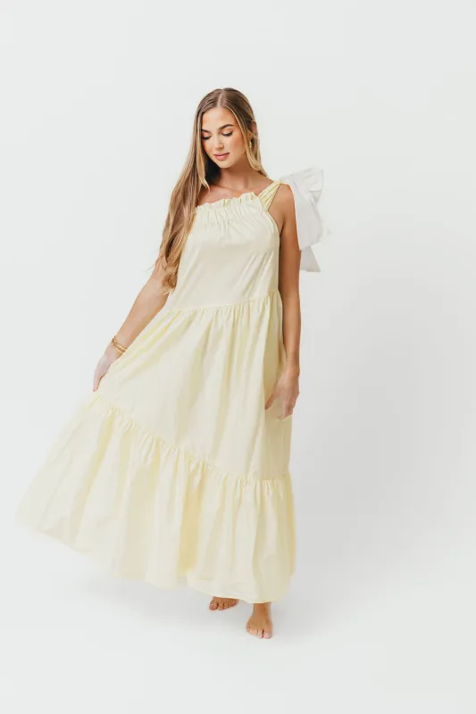 Jordan One-Shoulder Maxi Dress in Vanilla - Bump Friendly sold by Worth Collective