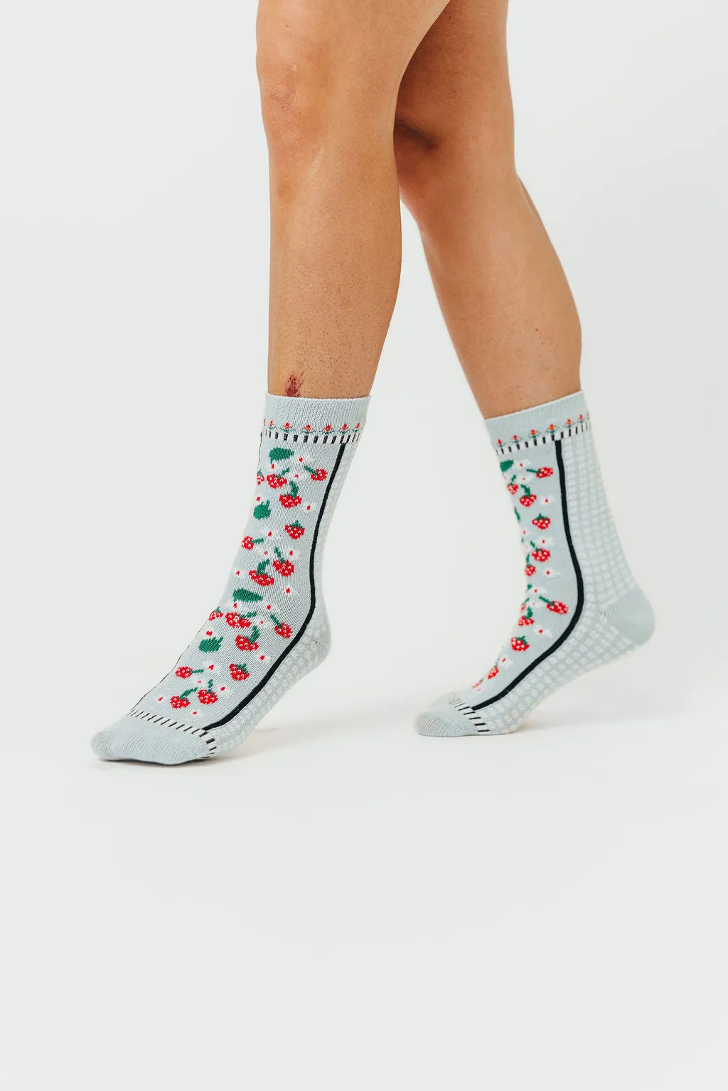 Strawberry Pattern Socks in Sage sold by Worth Collective product image thumbnail 4