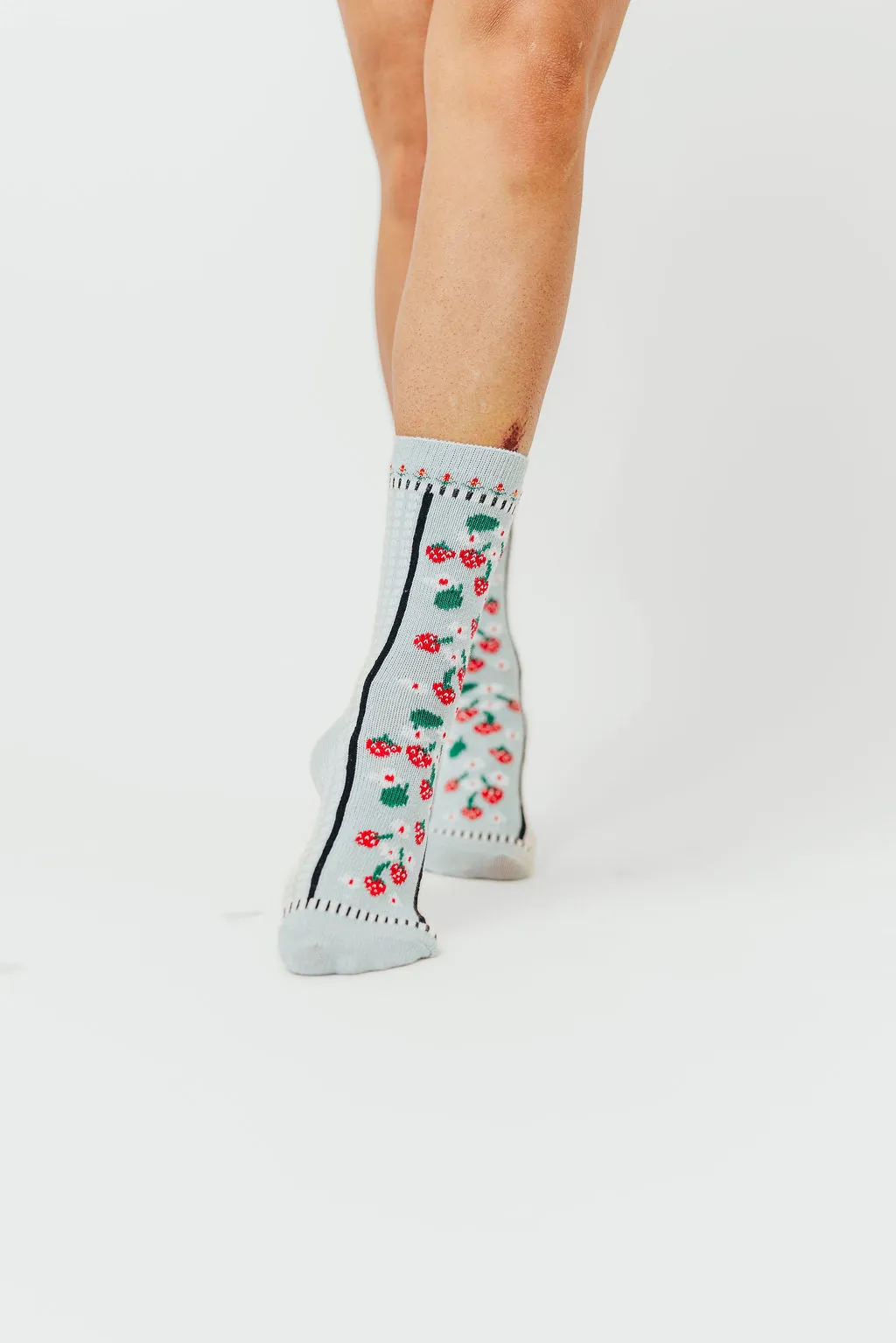 Strawberry Pattern Socks in Sage sold by Worth Collective product image thumbnail 2