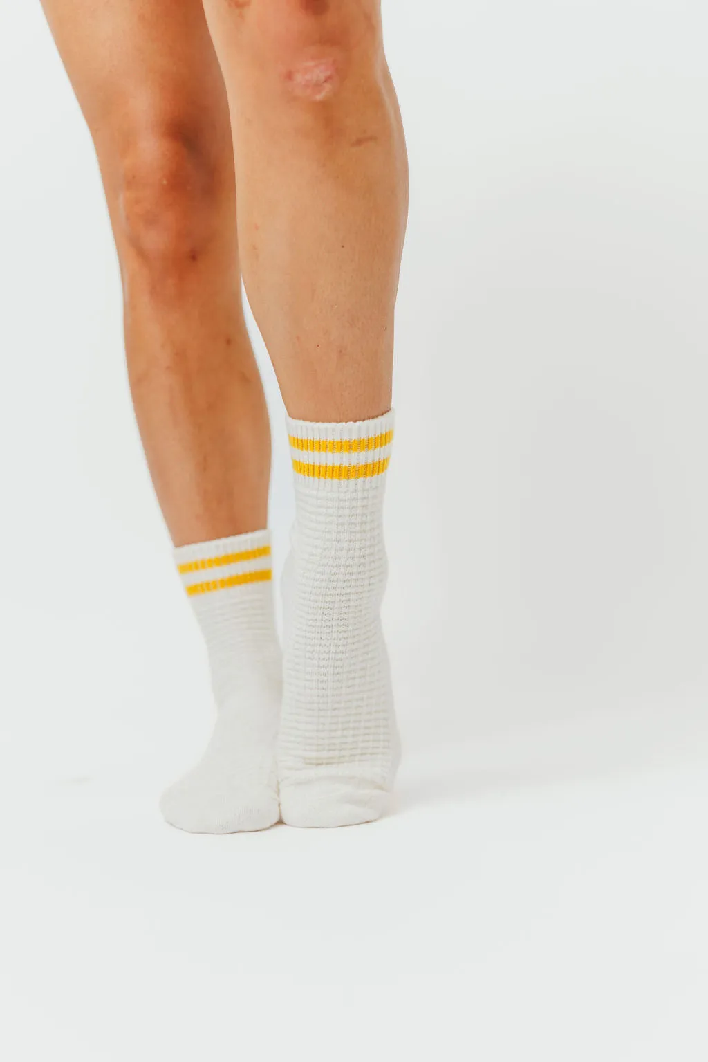 Waffle Weave Socks in Yellow Stripe sold by Worth Collective product image thumbnail 3