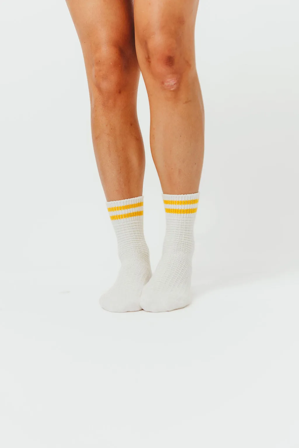 Waffle Weave Socks in Yellow Stripe sold by Worth Collective product image thumbnail 2
