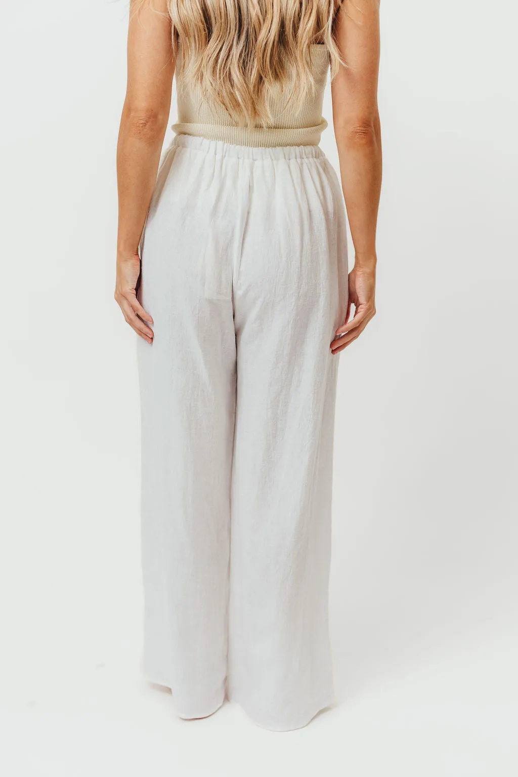 Rhodes 100% Linen Pants in Off-White *Final-Sale* sold by Worth Collective product image thumbnail 5
