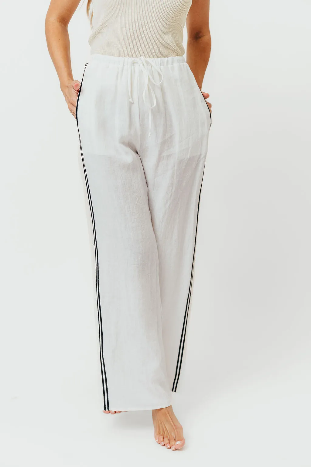 Rhodes 100% Linen Pants in Off-White *Final-Sale* sold by Worth Collective product image thumbnail 3