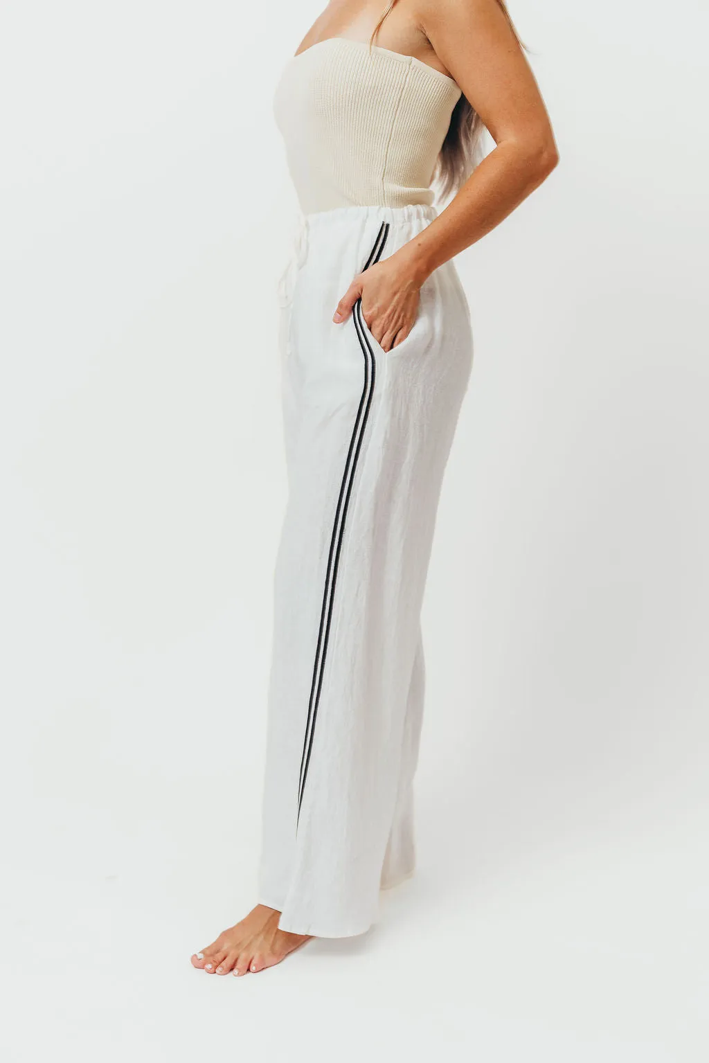 Rhodes 100% Linen Pants in Off-White *Final-Sale* sold by Worth Collective