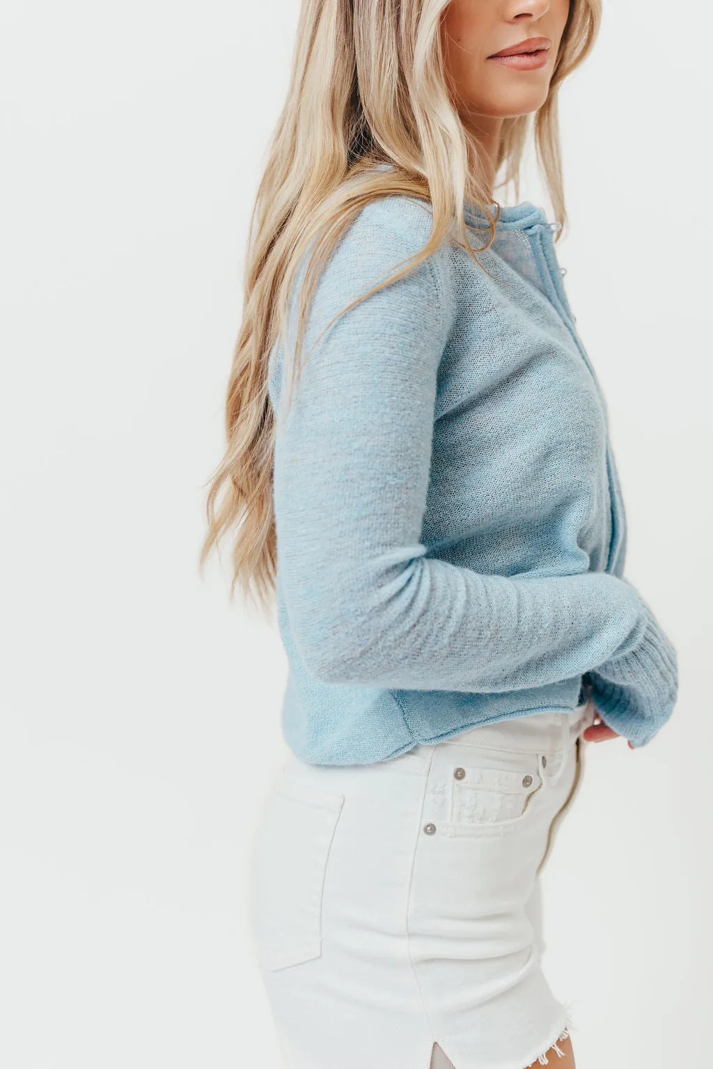 Stassi Button Down Cardigan in Powder Blue sold by Worth Collective product image thumbnail 4