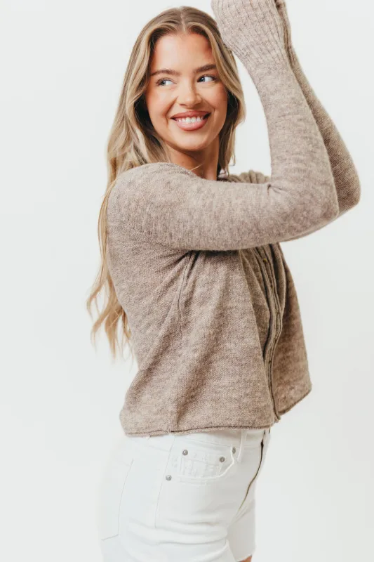 Stassi Button Down Cardigan in Mocha sold by Worth Collective