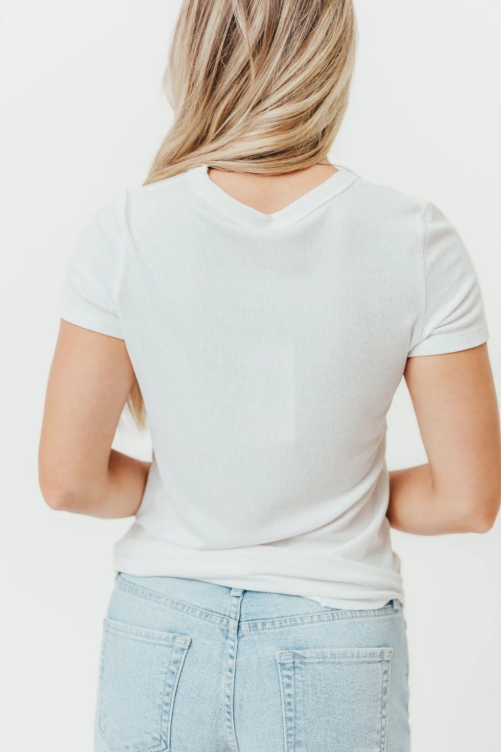 Phoenix Ribbed Knit Tee in Off-White sold by Worth Collective product image thumbnail 4