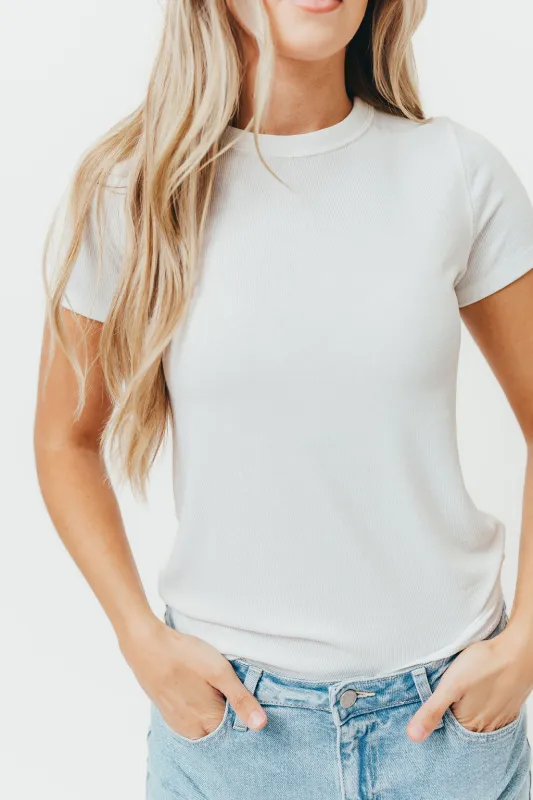 Phoenix Ribbed Knit Tee in Off-White sold by Worth Collective