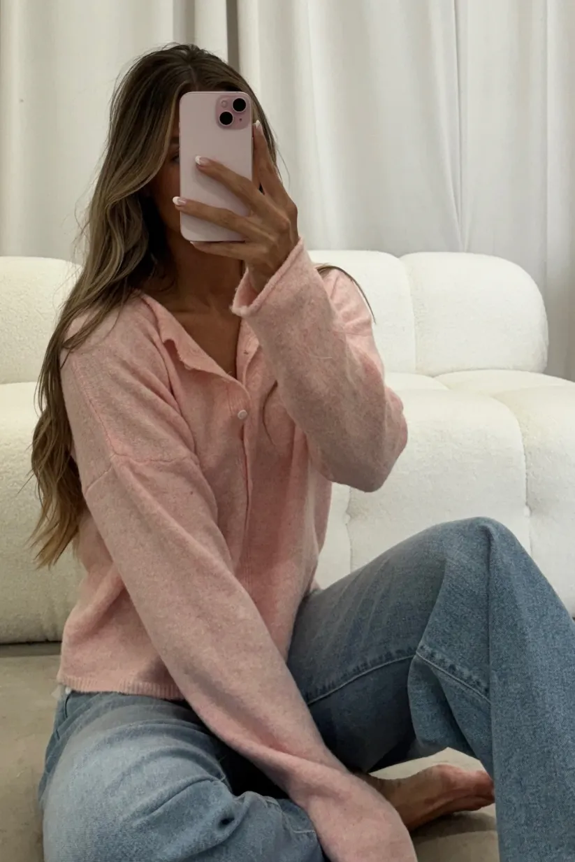 Dani Classic Lightweight Button Down Cardigan Top in Sherbet sold by Worth Collective product image thumbnail 2