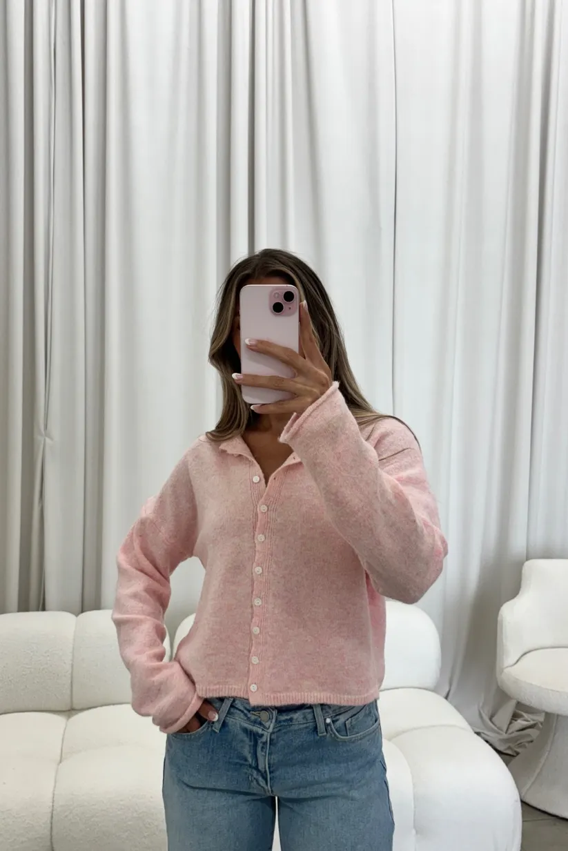 Dani Classic Lightweight Button Down Cardigan Top in Sherbet sold by Worth Collective product image thumbnail 5