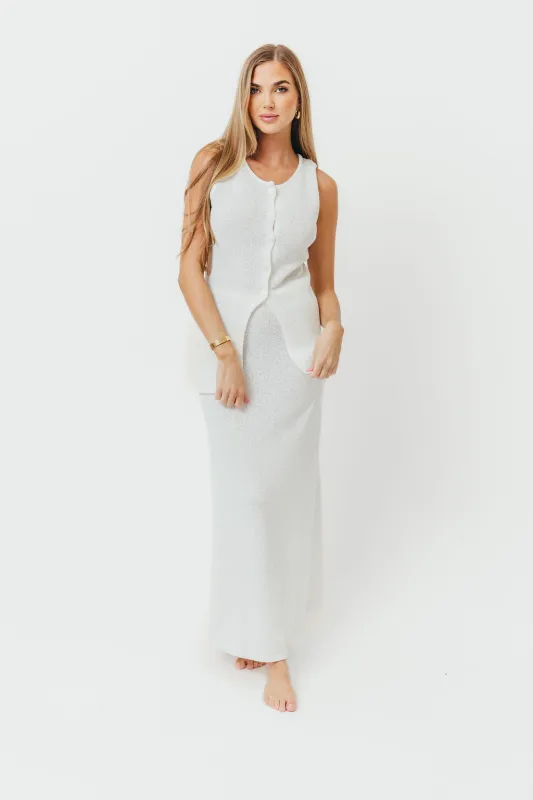 Leia Button Down Sweater Tank and Maxi Skirt Set in Off-White *Final-Sale* sold by Worth Collective