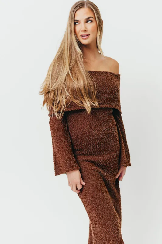 Nora Knit Maxi Dress in Chocolate Brown - Bump Friendly sold by Worth Collective