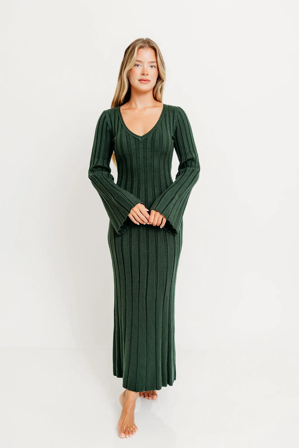 Hearth V-Neck Maxi Dress in Evergreen - Bump Friendly sold by Worth Collective product image thumbnail 5