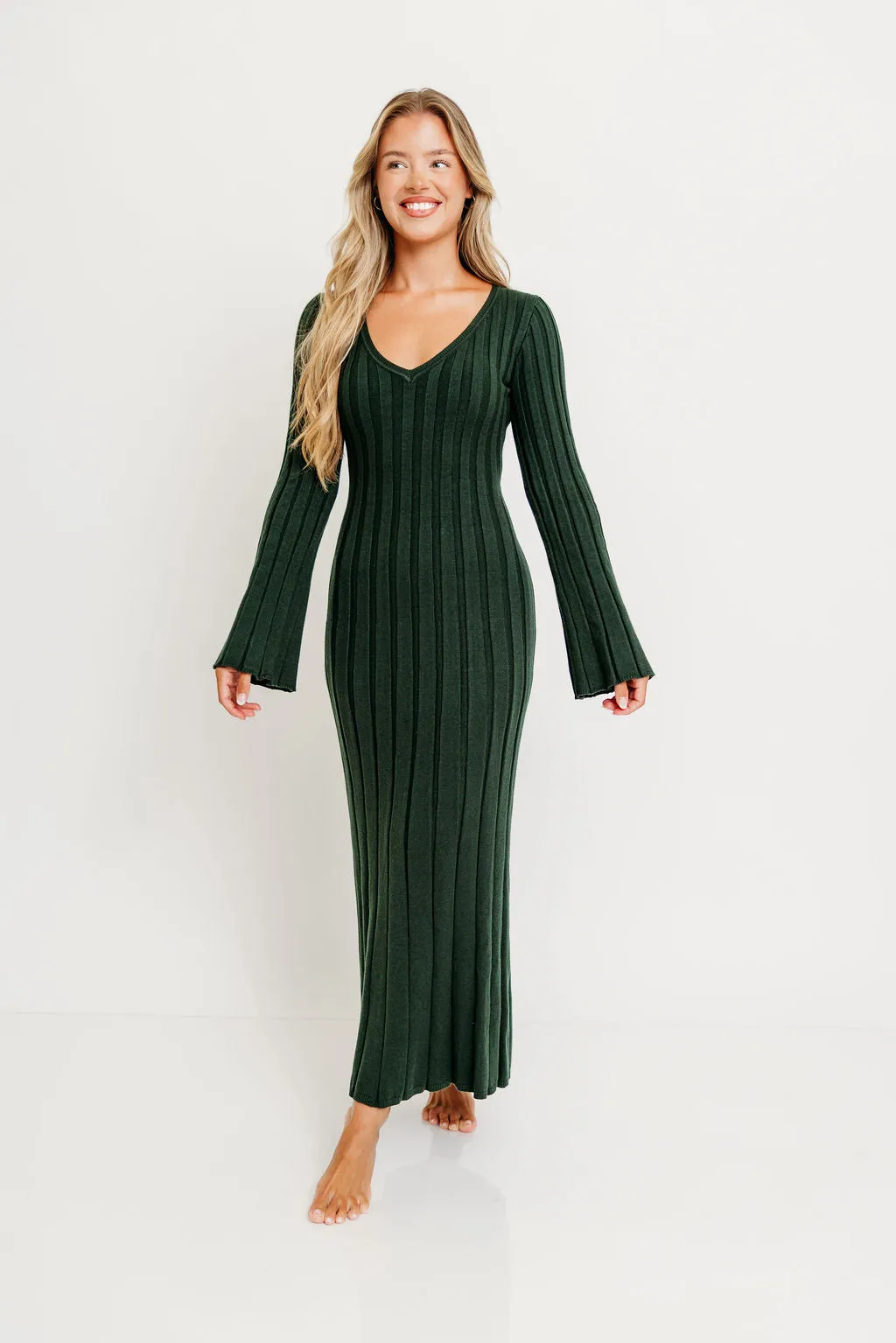 Hearth V-Neck Maxi Dress in Evergreen - Bump Friendly sold by Worth Collective product image thumbnail 2