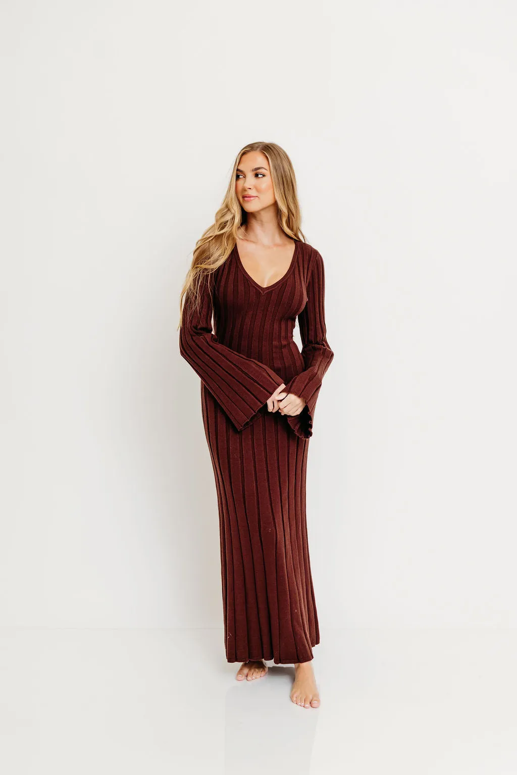 Hearth V-Neck Maxi Dress in Brown - Bump Friendly sold by Worth Collective product image thumbnail 2