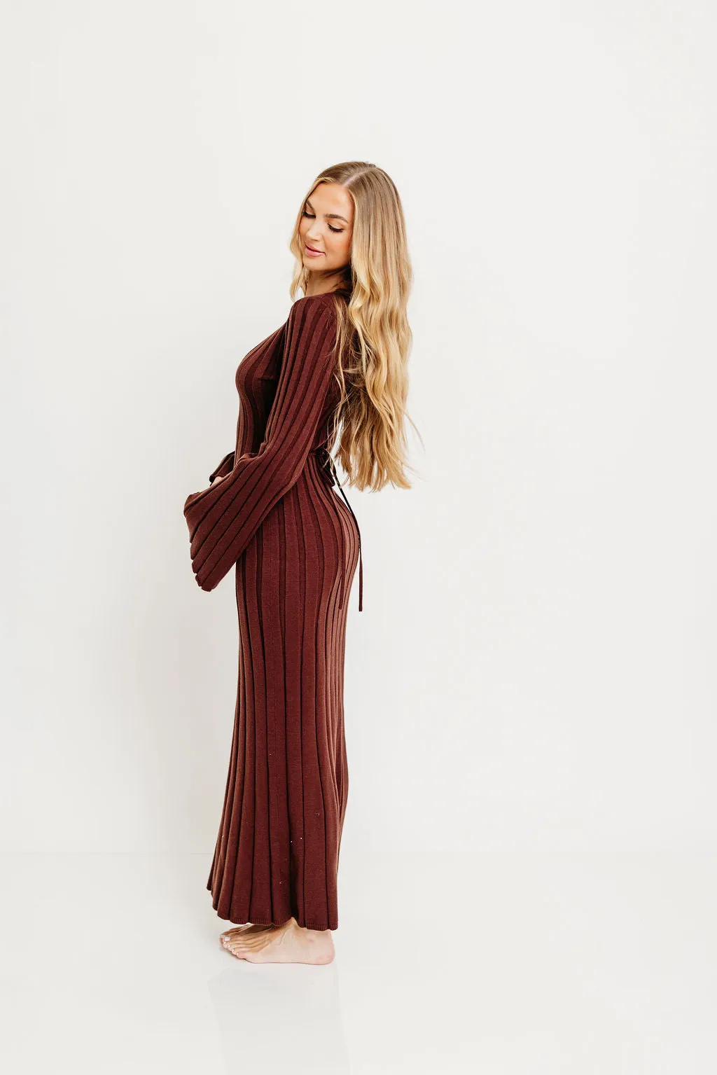 Hearth V-Neck Maxi Dress in Brown - Bump Friendly sold by Worth Collective product image thumbnail 5