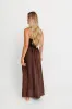 Irise 100% Linen Strapless Maxi Dress in Brown sold by Worth Collective