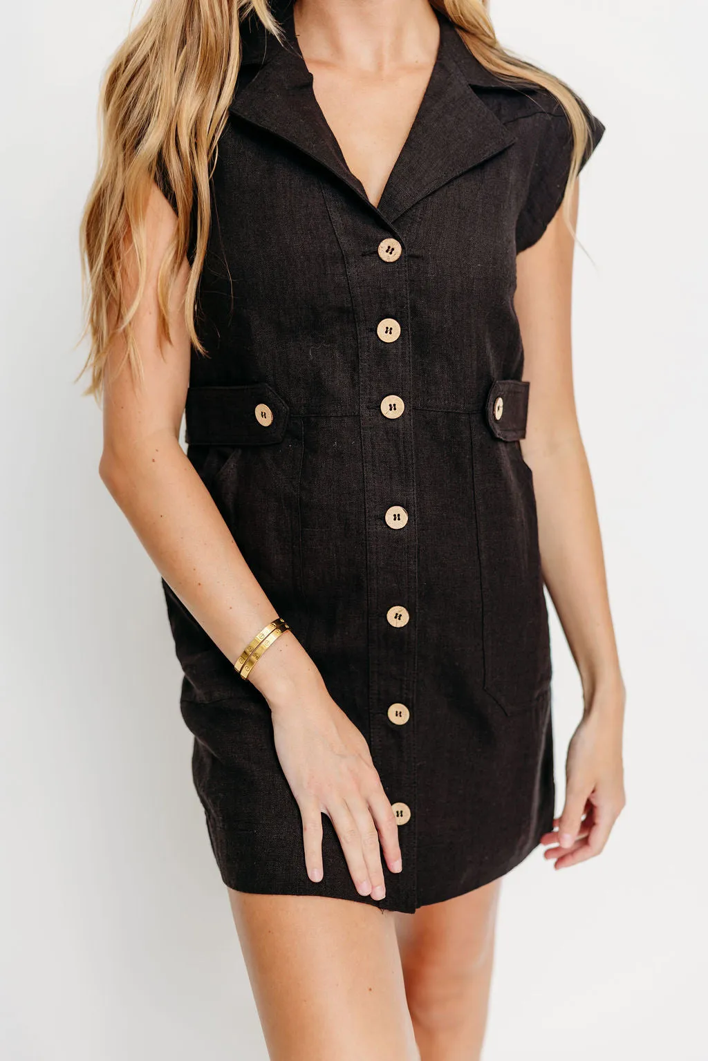 Freya 100% Linen Mini Dress in Black *Final-Sale* sold by Worth Collective product image thumbnail 2