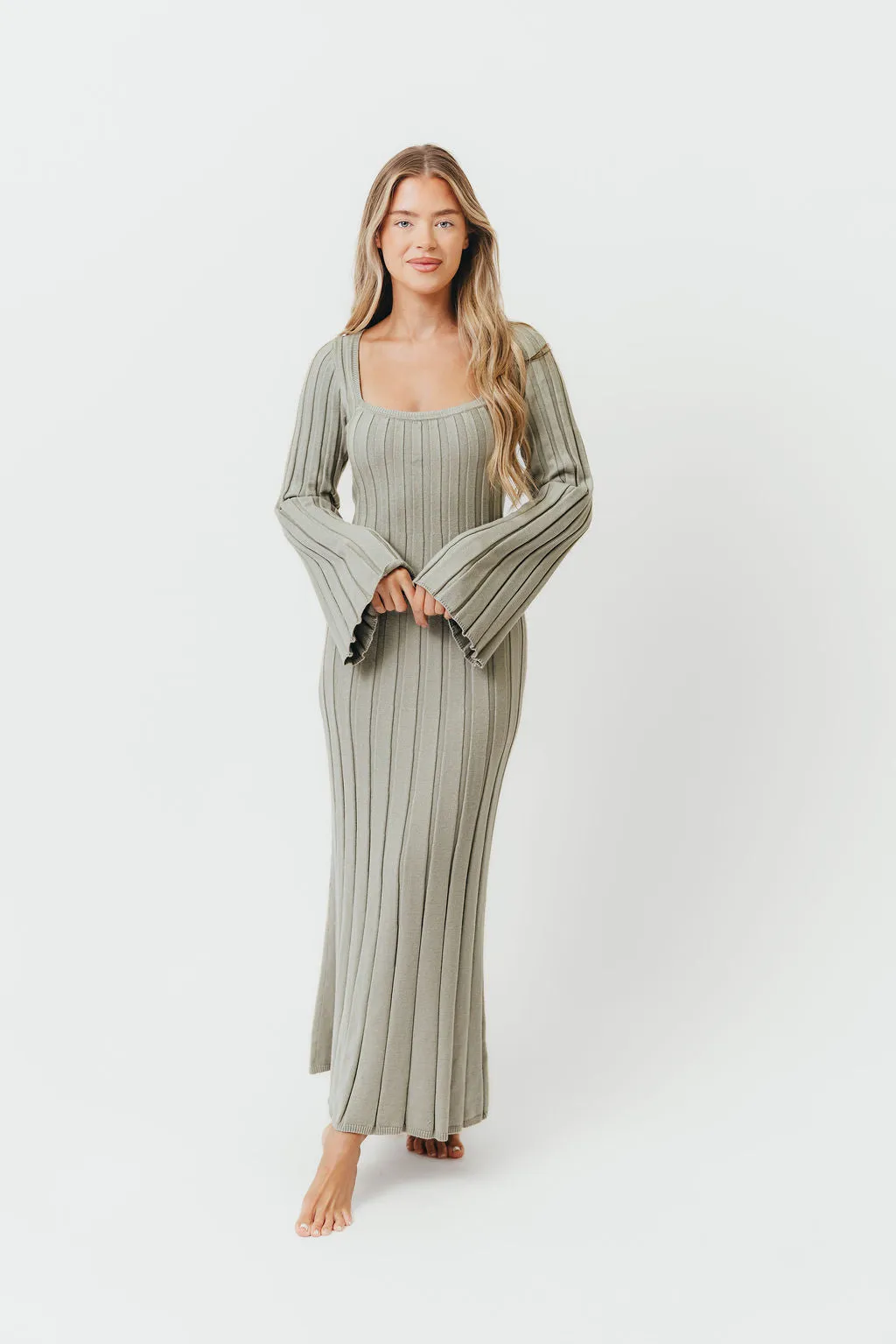 Rowan Square Neck Maxi Dress in Green sold by Worth Collective