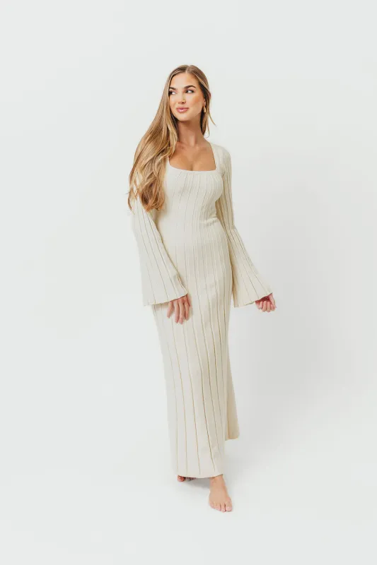 Rowan Square Neck Maxi Dress in Cream sold by Worth Collective