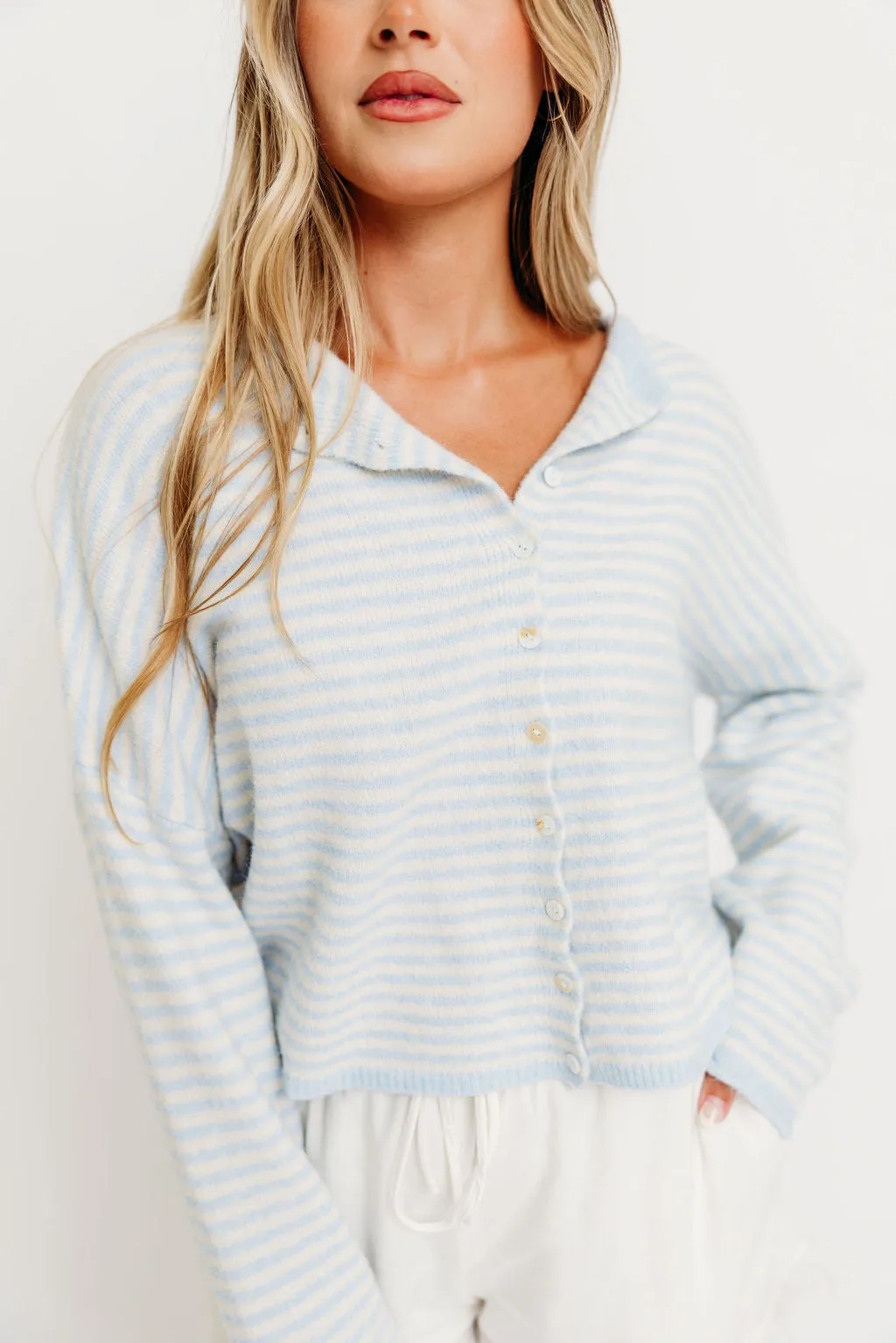 Piper Mini Stripes Cardigan in Light Blue sold by Worth Collective product image thumbnail 2