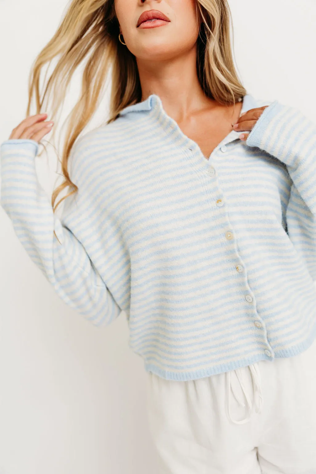 Piper Mini Stripes Cardigan in Light Blue sold by Worth Collective product image thumbnail 4