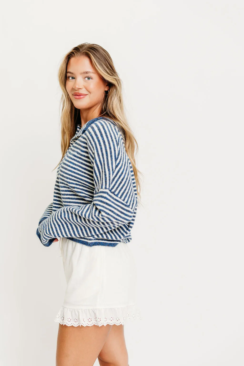 Piper Mini Stripes Cardigan in Denim sold by Worth Collective product image thumbnail 2