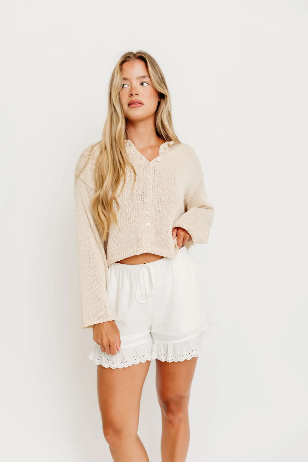 Regina Lightweight Cardigan Top in Cream sold by Worth Collective product image thumbnail 2