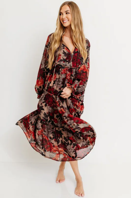 Tabitha Midi Dress in Sand - Bump Friendly sold by Worth Collective