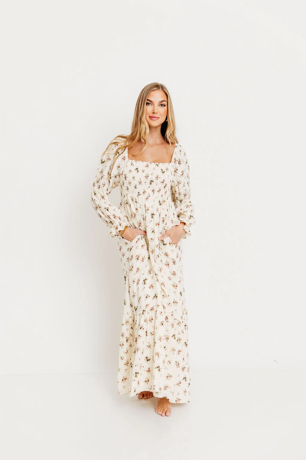 Emerson Maxi Dress with Long Sleeves in Ivory sold by Worth Collective product image thumbnail 2