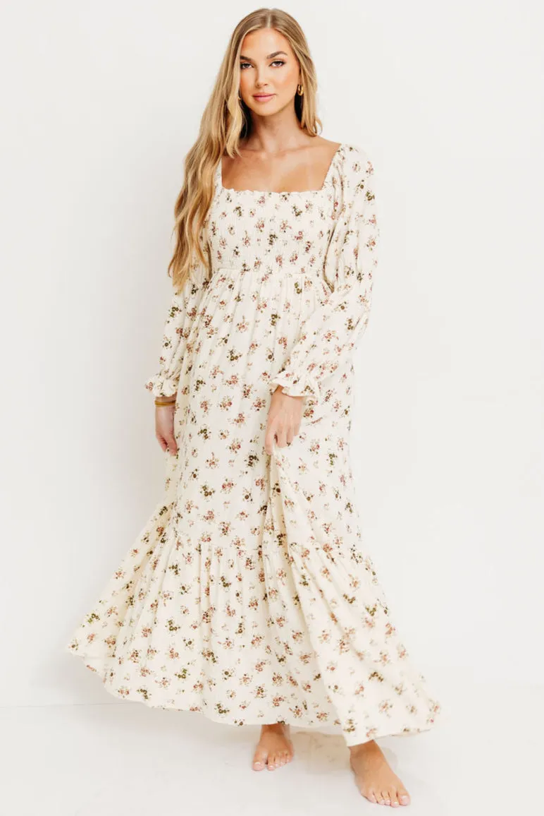 Emerson Maxi Dress with Long Sleeves in Ivory sold by Worth Collective