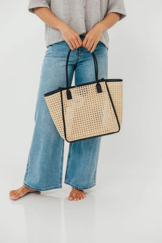Kangin Rattan Tote in Black sold by Worth Collective