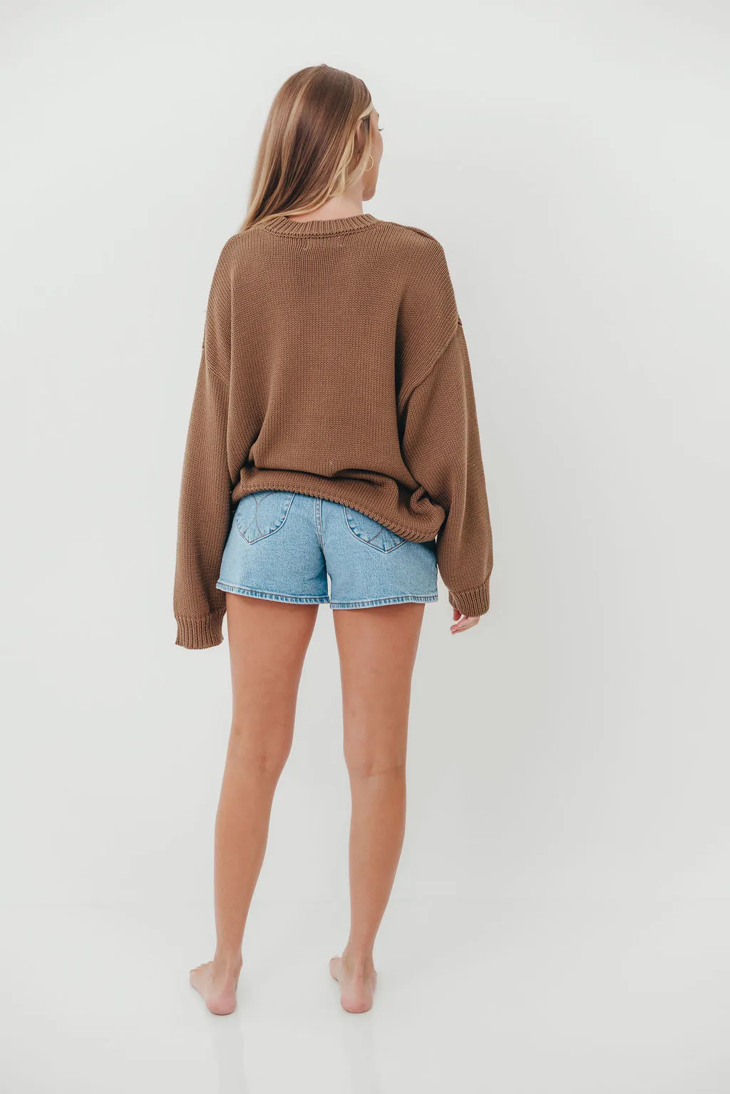 Justice American Flag Crewneck Sweater in Olive Brown sold by Worth Collective product image thumbnail 4