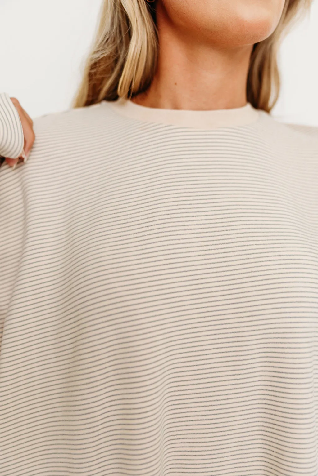 Naomi Oversized Fleece Top in Cream/Grey - Bump Friendly *Worth Exclusive Print* 12/19 PRE-ORDER sold by Worth Collective product image thumbnail 3