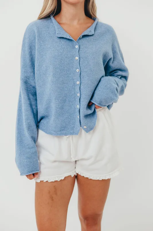 Piper Cardigan in Dusty Blue sold by Worth Collective
