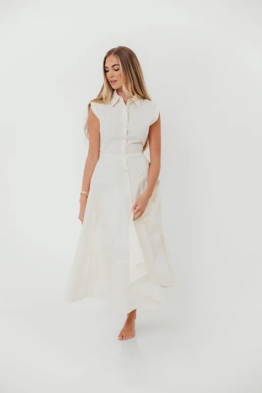 AnnaLynne Midi Dress in Milk White sold by Worth Collective