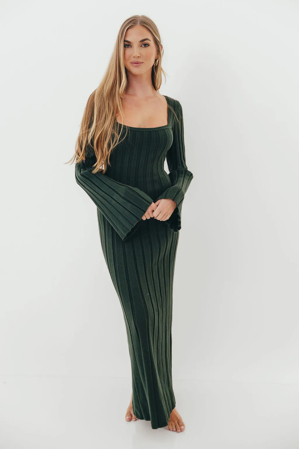 Rowan Square Neck Maxi Dress in Evergreen sold by Worth Collective product image thumbnail 2